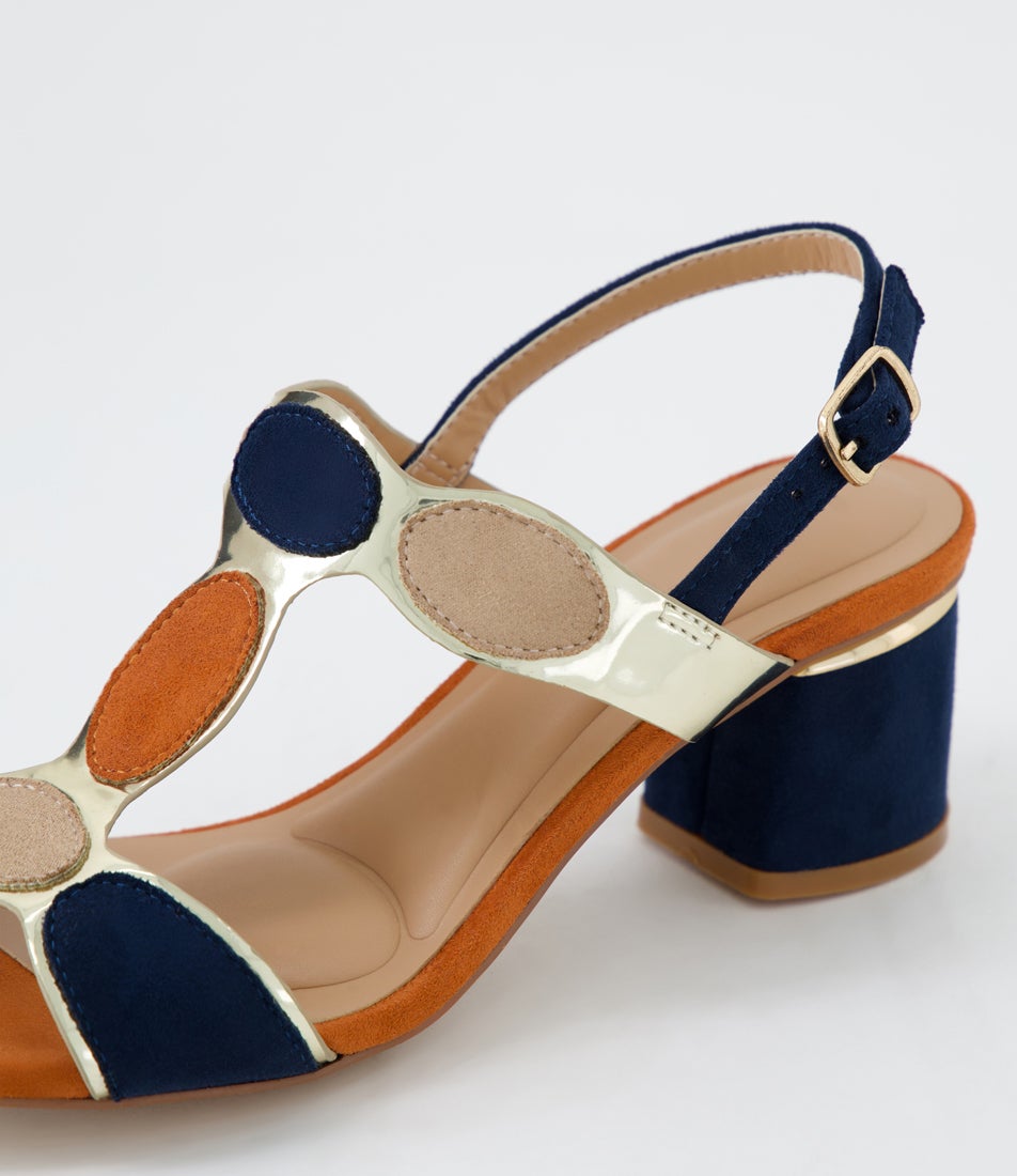 Hayton Navy Multi Microsuede Sandals