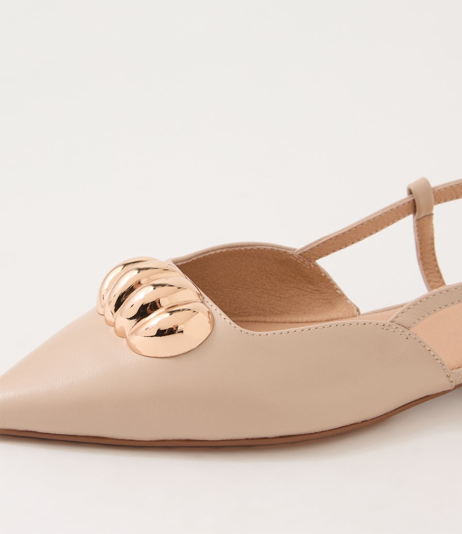 Agleam Stone Leather Flat Shoes
