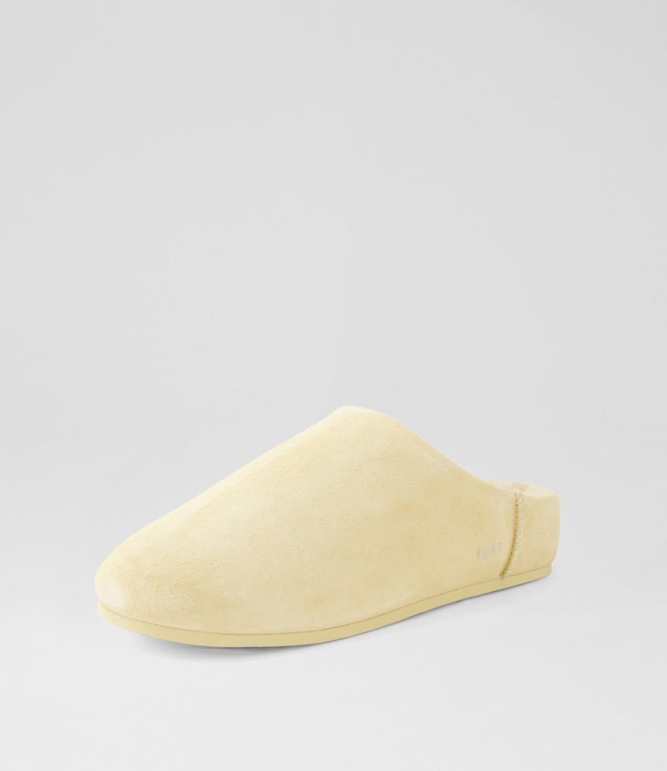 Elea Slip On Pale Buttercup Suede Slippers Elea Slip On Pale Buttercup Suede Slippers