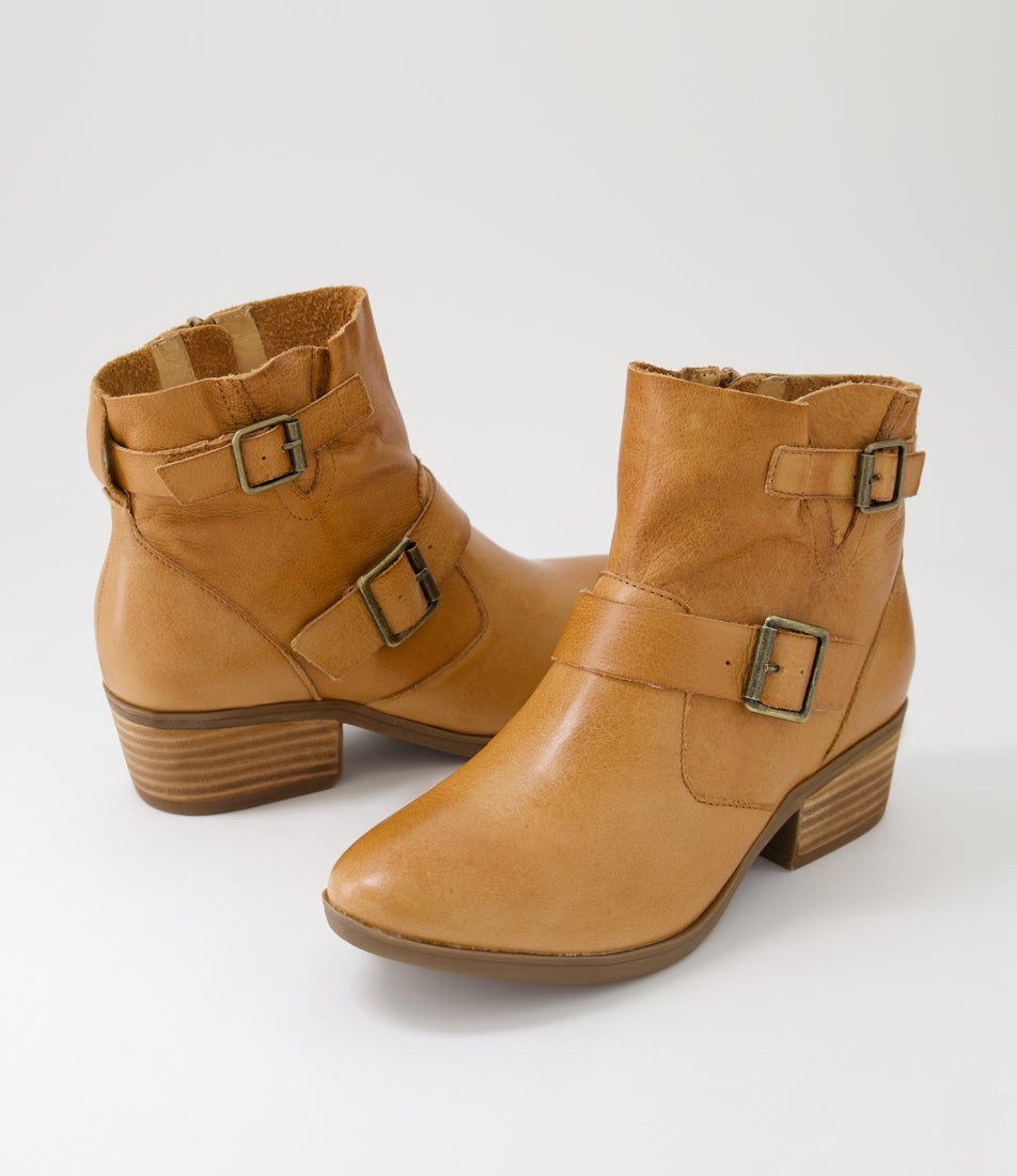 Zarelli Dark Tan Leather Ankle Boots