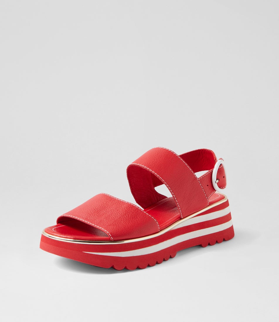Hecon Red Leather Sandals