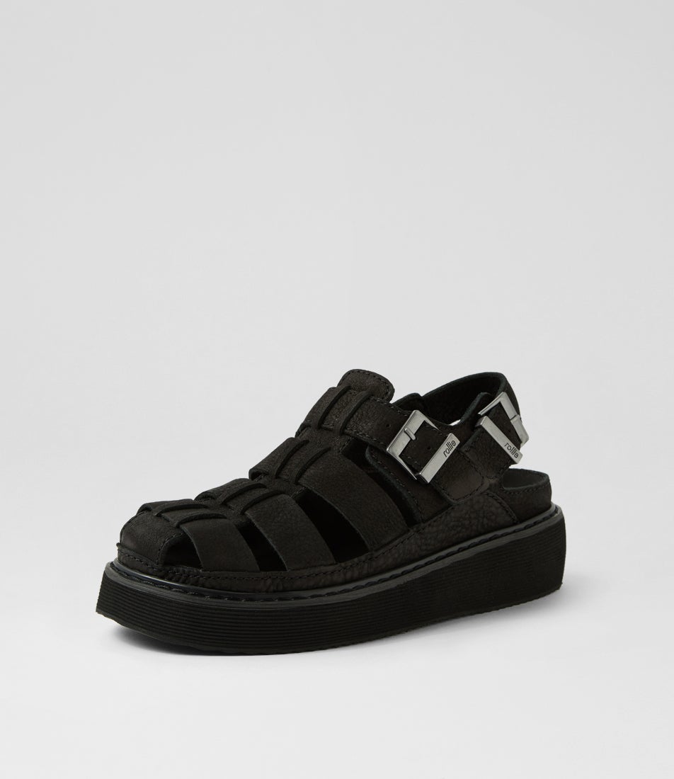 Hyde Fisherman All Black Leather Sandals