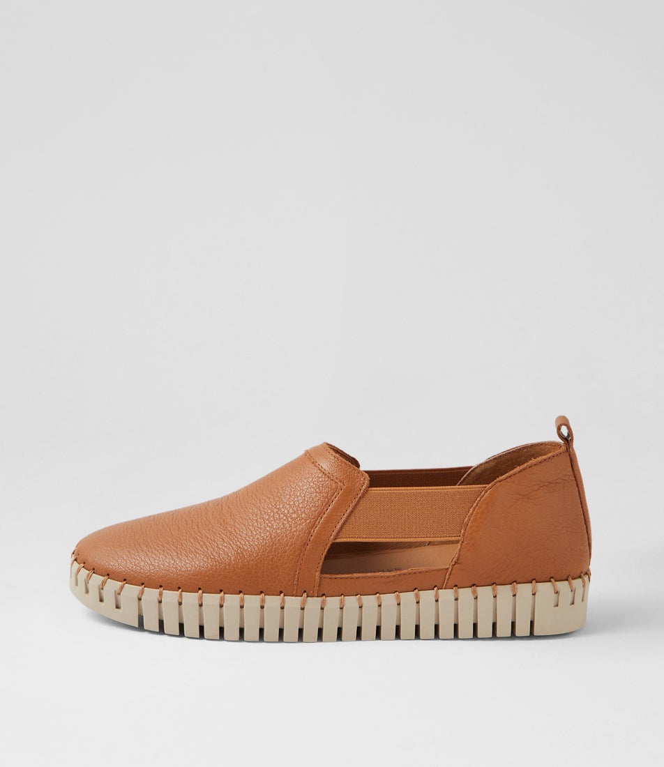 Harmless Dark Tan Almond Leather Flat Shoes