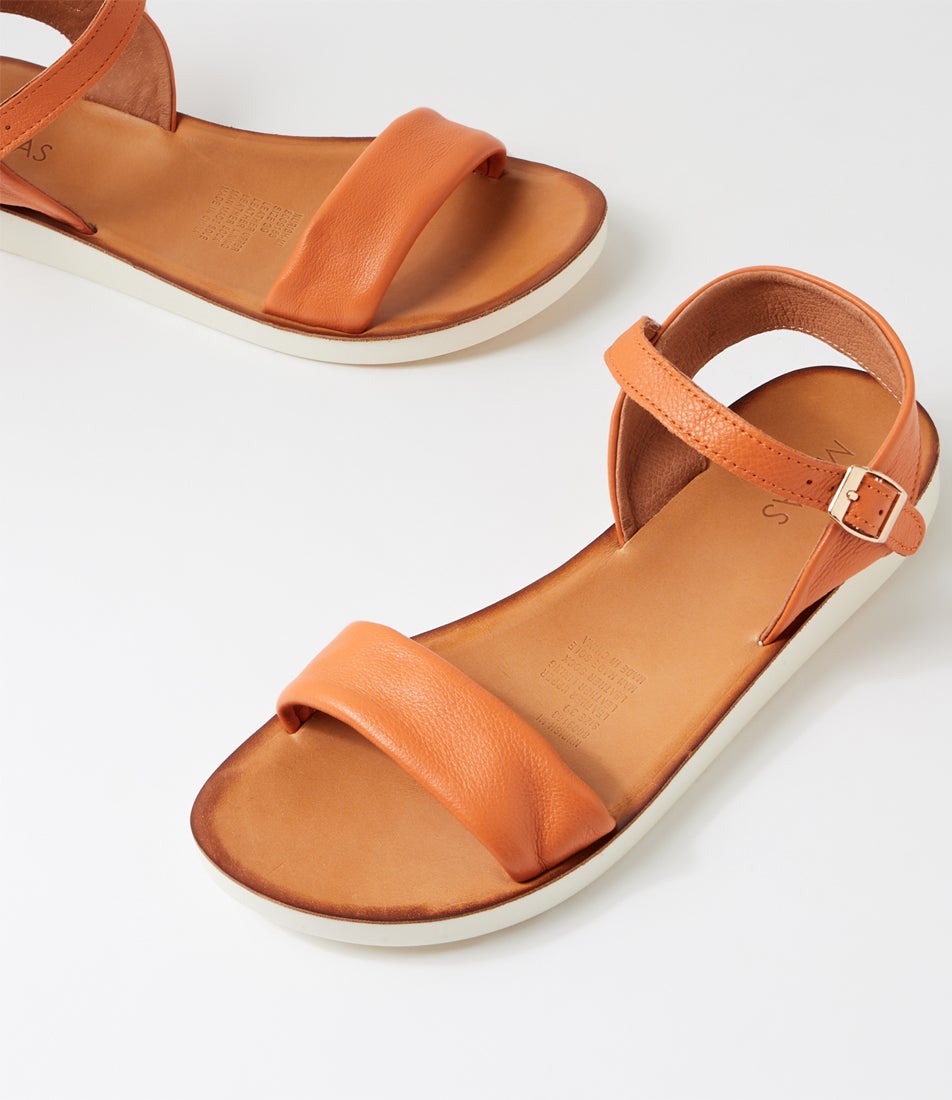 Nurish Orange White Leather Sandals