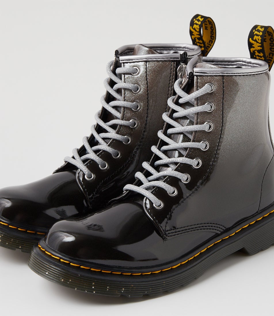 1460 Junior Silver Black Glitter Gradient Pu Lace Up Boots