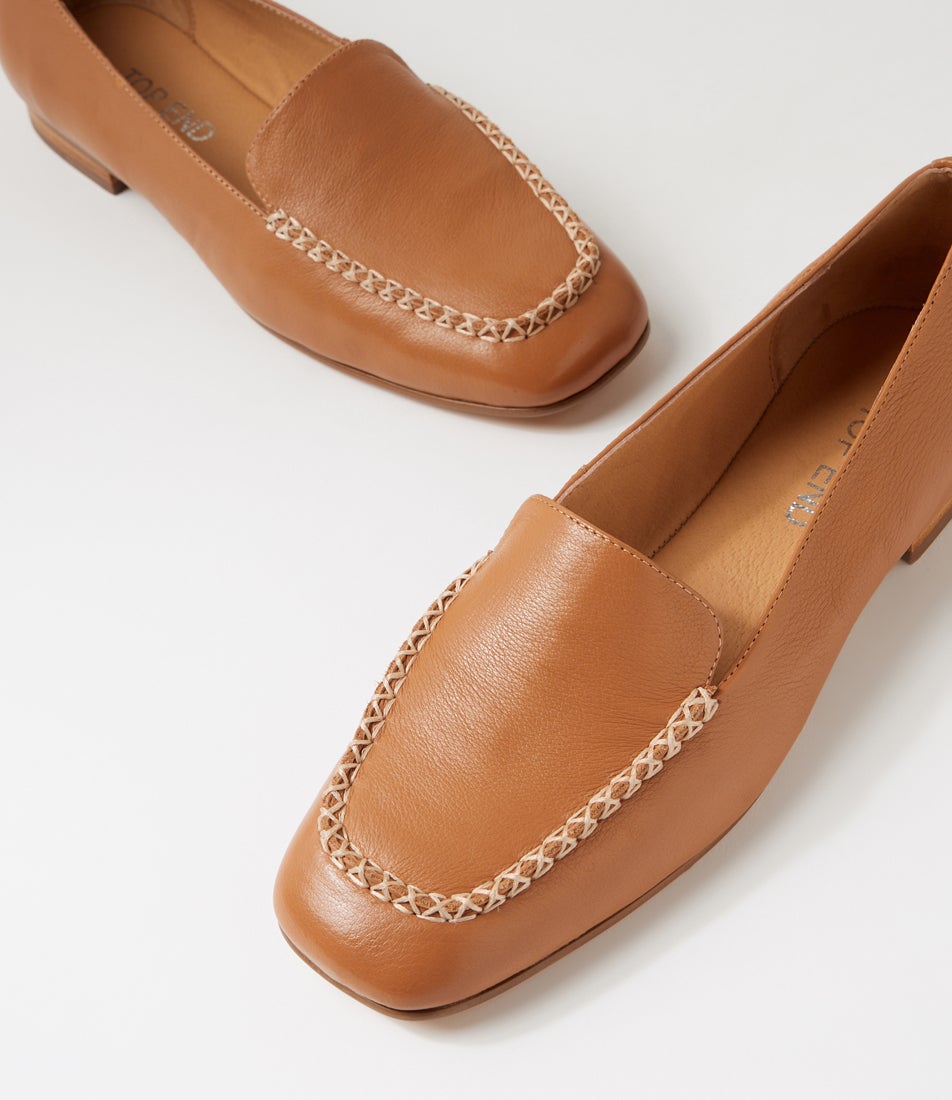 Pansha Dark Tan Natural Leather Loafers Pansha Dark Tan Natural Leather Loafers