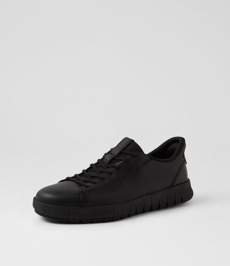 U Flextride Plus Low Black Leather Sneakers
