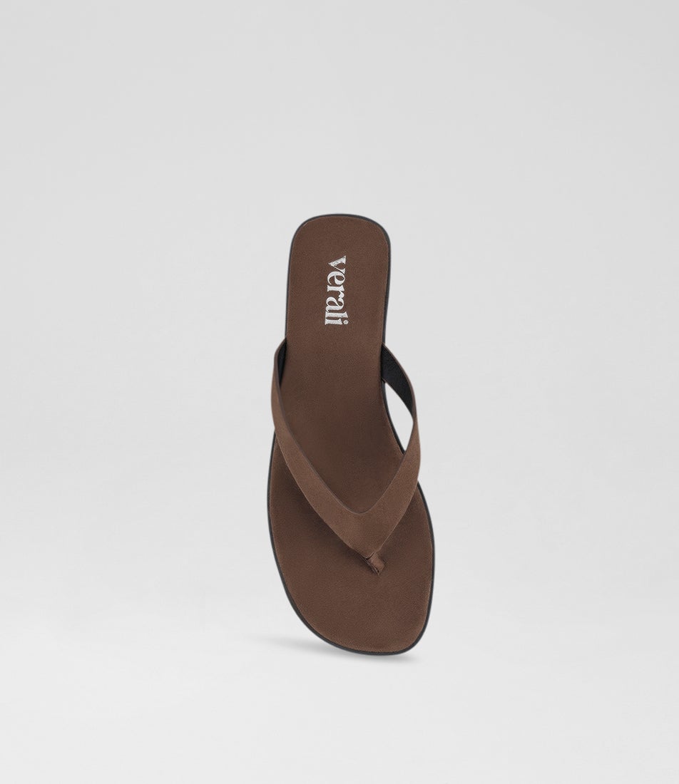 Sascha Chocolate Brown Microsuede Thongs