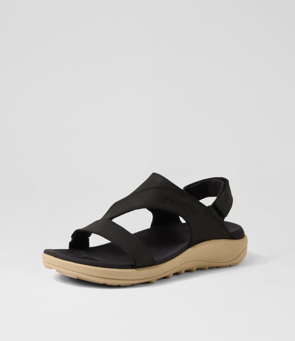 District 4 Luxe Backstrap Black Leather Sandals