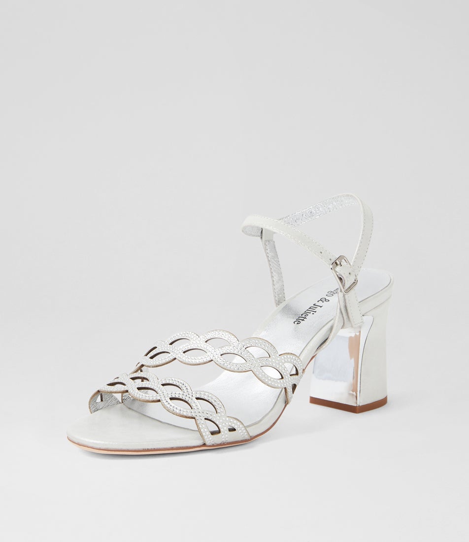Kaska Silver Shimmer Leather Sandals