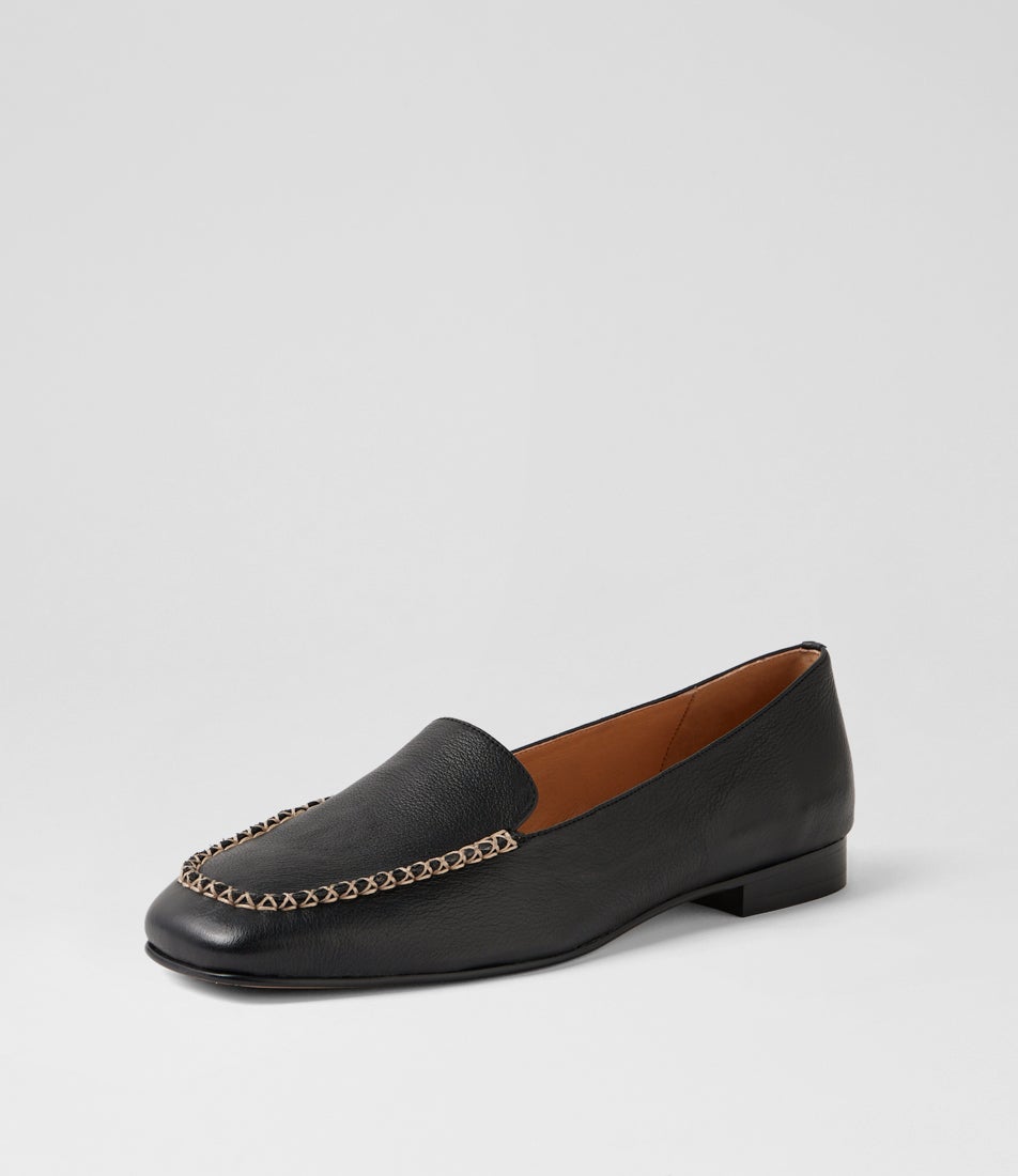 Pansha Black Natural Leather Loafers