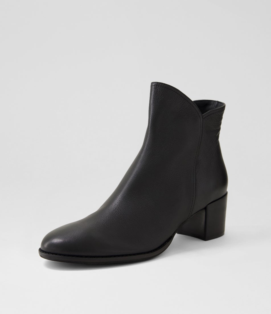 Mockas Black Leather Ankle Boots