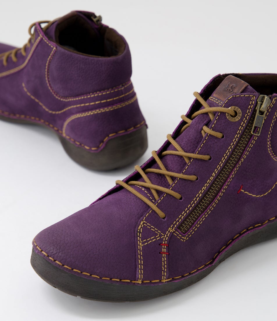 Fergey 67 Purple Leather Ankle Boots