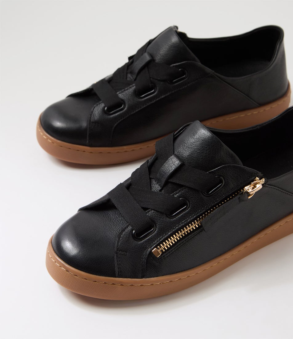 Natilee Black Gum Leather Sneakers Natilee Black Gum Leather Sneakers