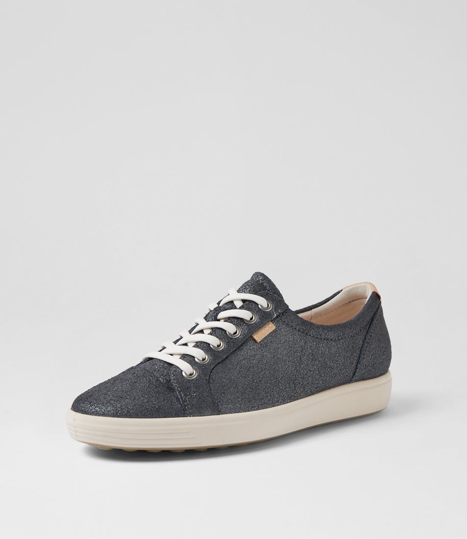 430003 Soft 7 W Silver Heavy Leather Sneakers
