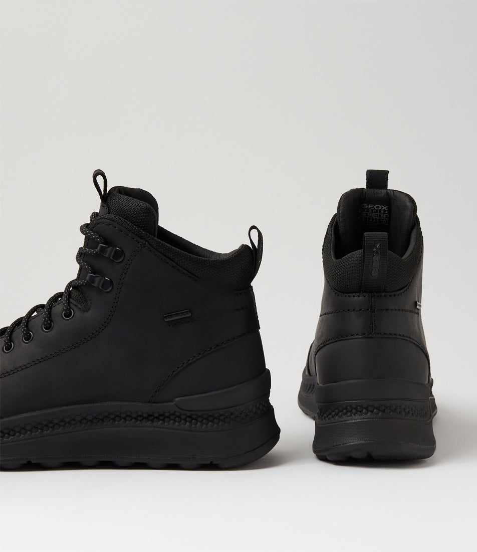 U Spherica Actif X2 B Abx A Black Leather Lace Up Boots