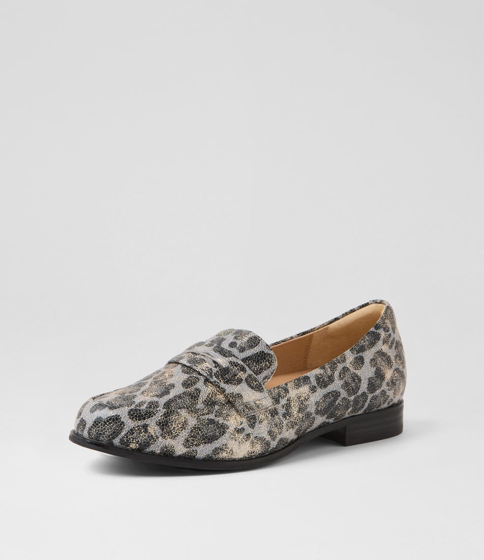 Towson Xf Slate Gold Leopard Leather Loafers