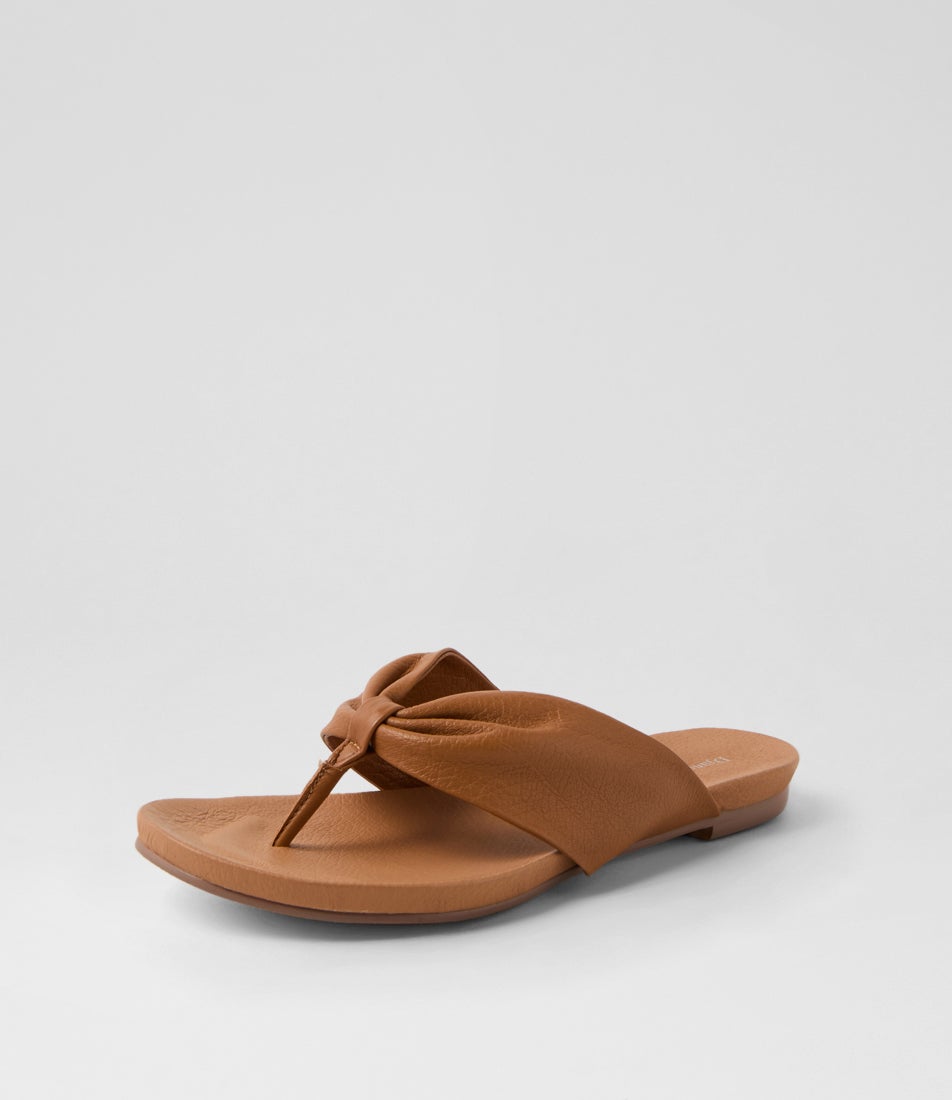 Joysy Dark Tan Leather Thongs