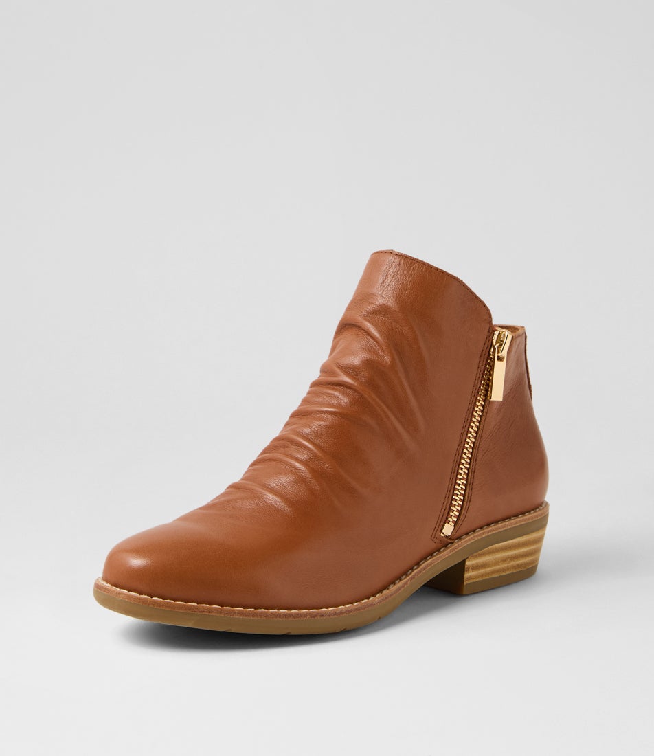 Lankin Dark Rum Leather Ankle Boots