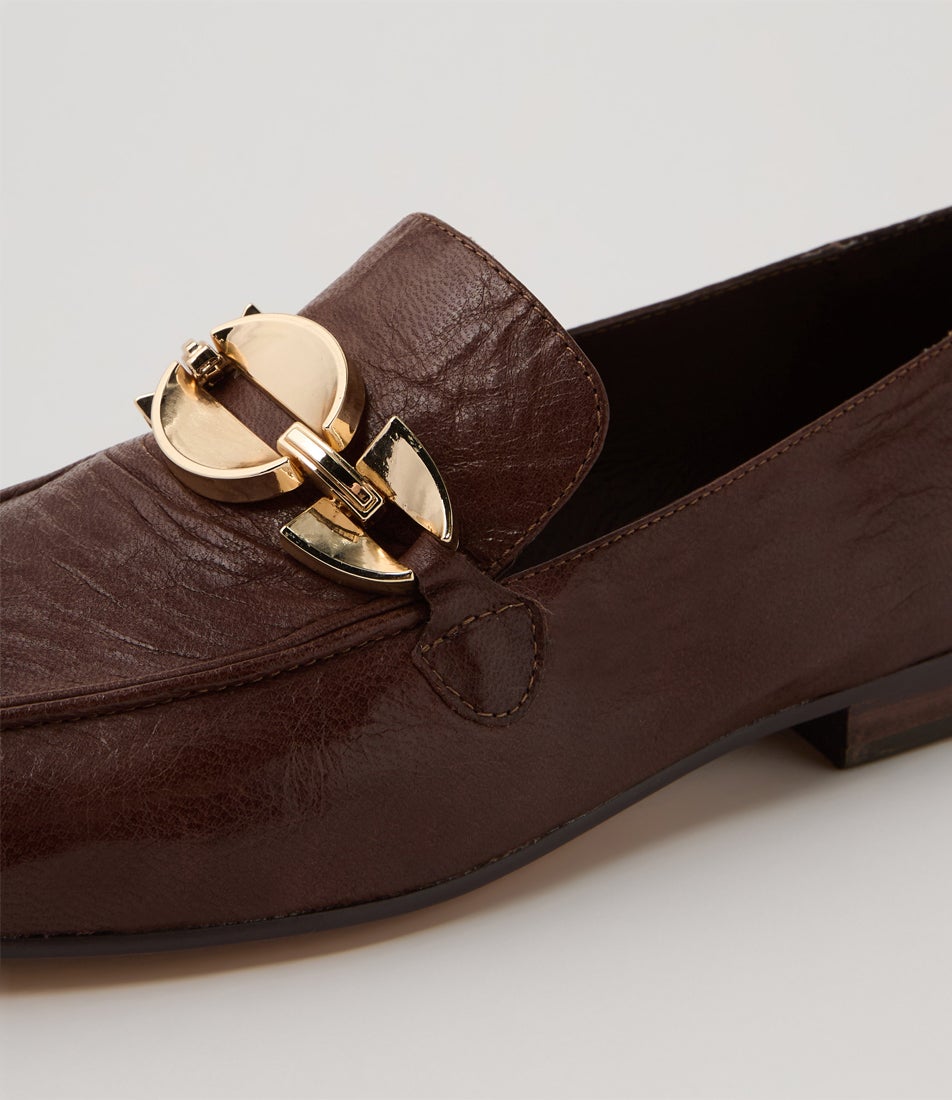 Ilysa Choc Polish Leather Loafers