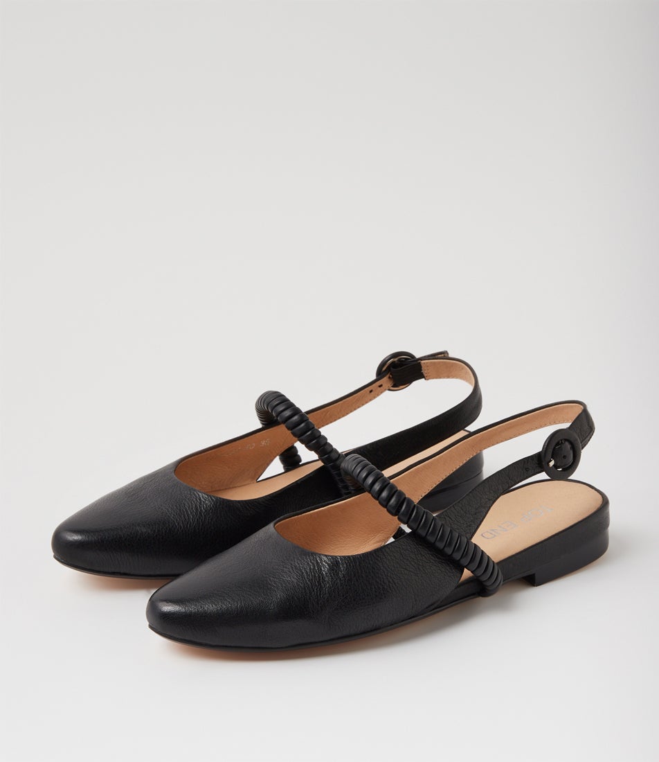 Finnish Black Leather Flat Shoes