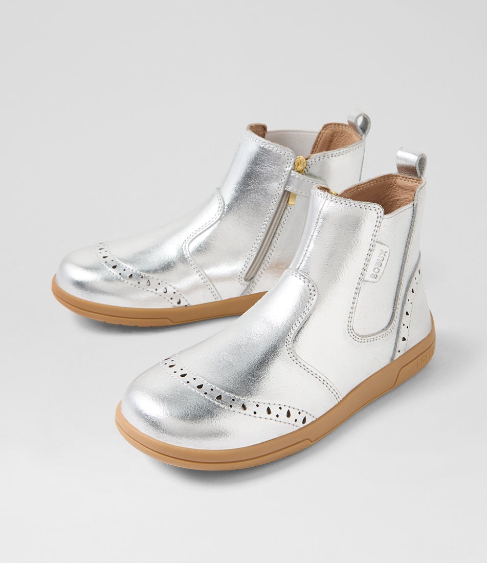 Kp Billie 2 Junior Silver Metallic Leather Ankle Boots