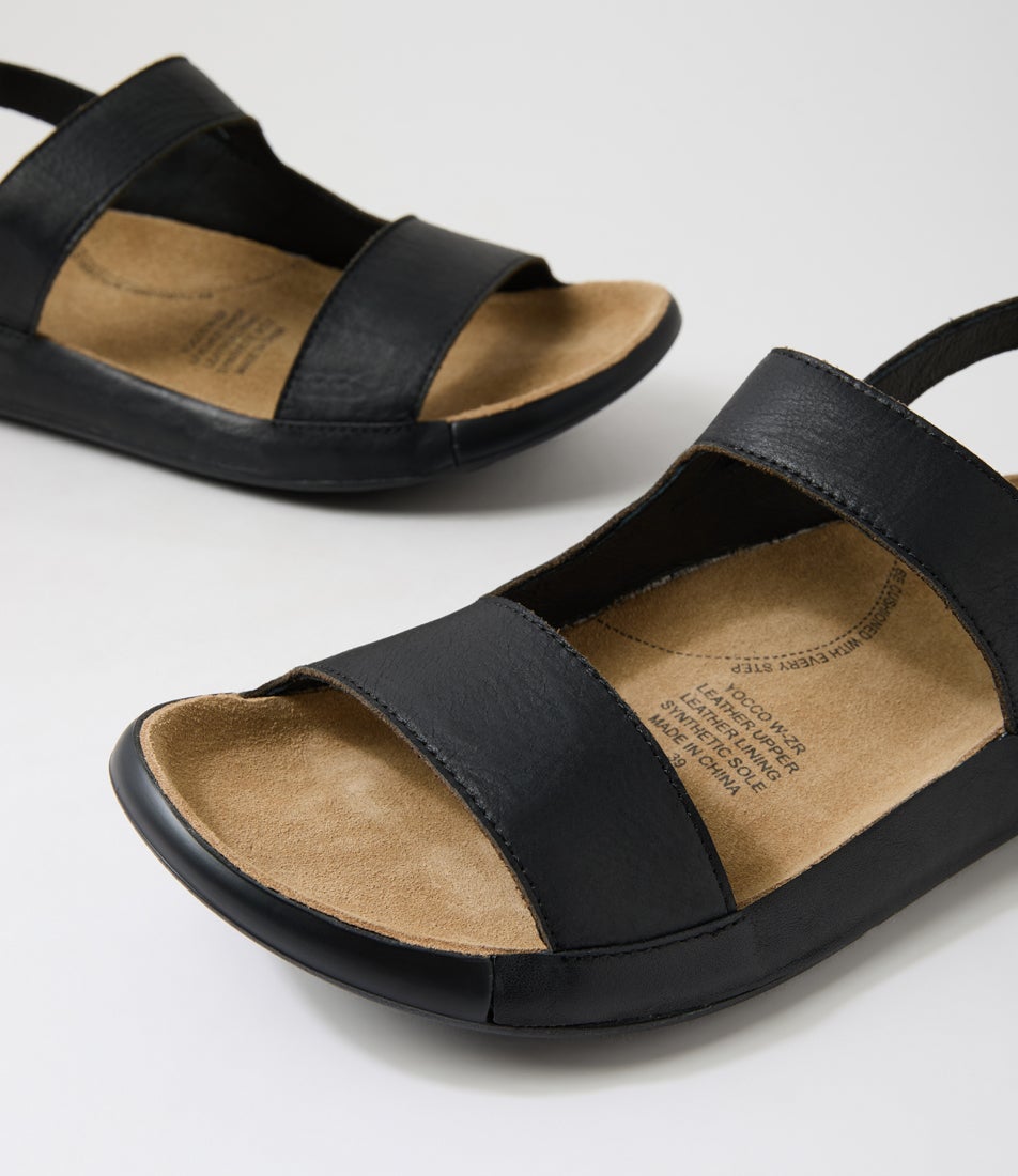 Yocco W Black Leather Sandals