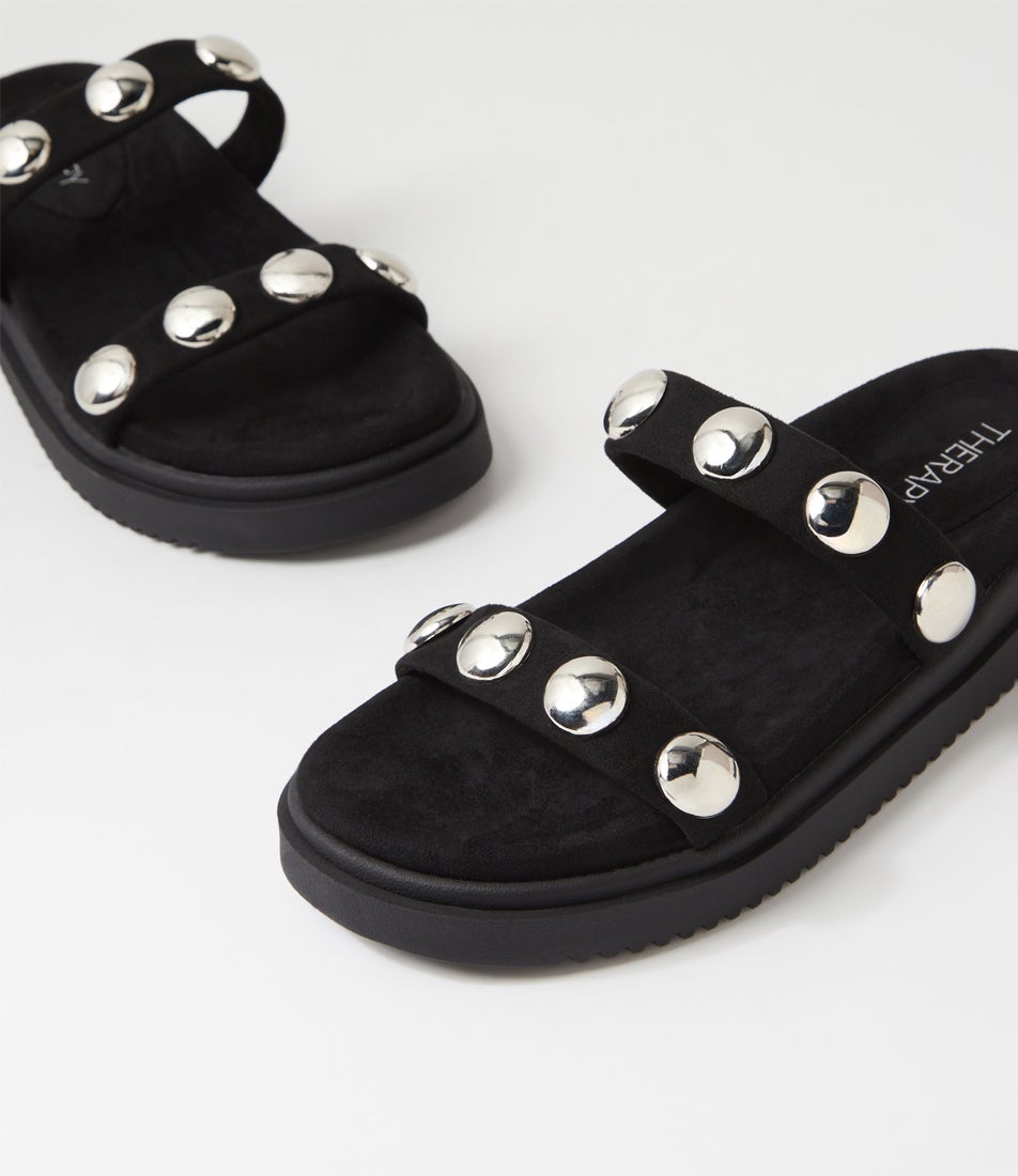Persona Black Microsuede Slides