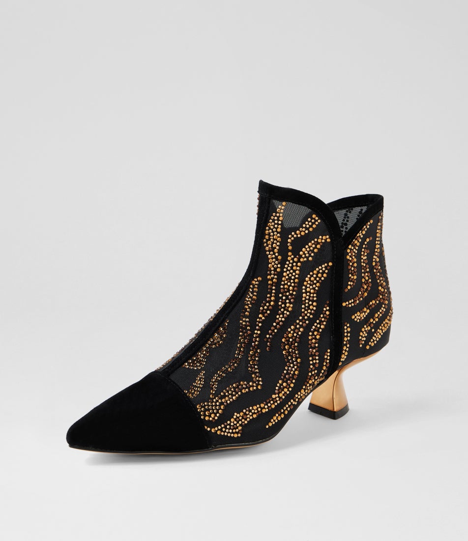 Langso Black Bronze Multi Ankle Boots