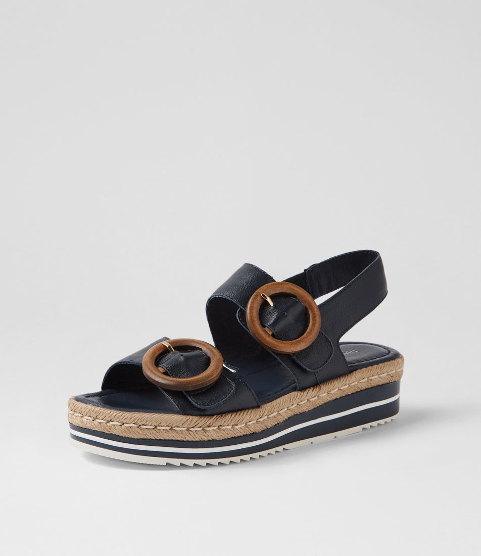 Aswell Navy Leather Sandals