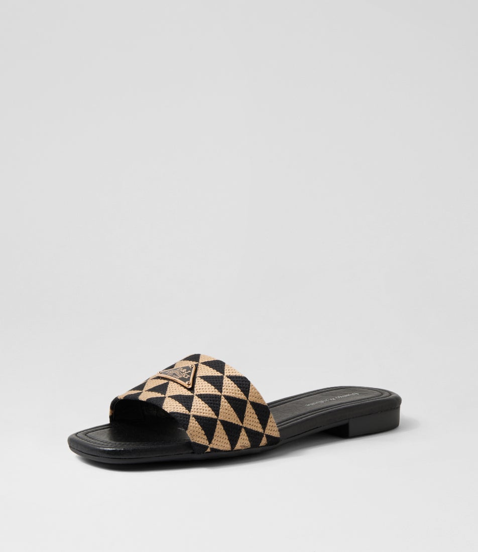 Grinch Black Natural Synthetic Raffia Slides