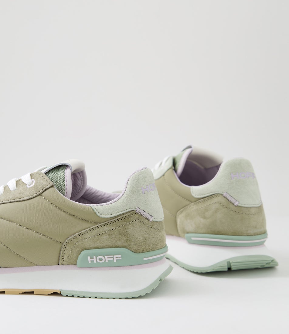 Track And Field Xanthos Khaki Leather Fabric Sneakers