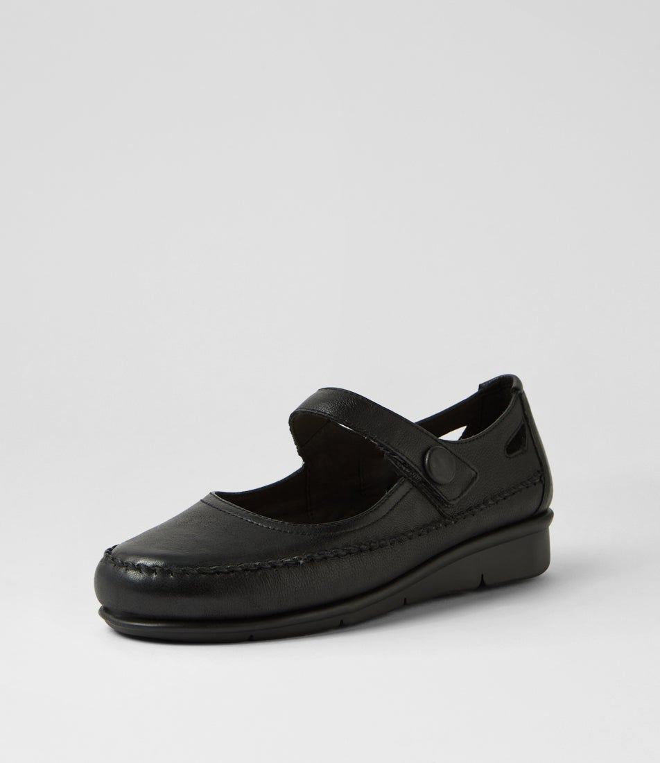 Peregrine Black Leather Flat Shoes