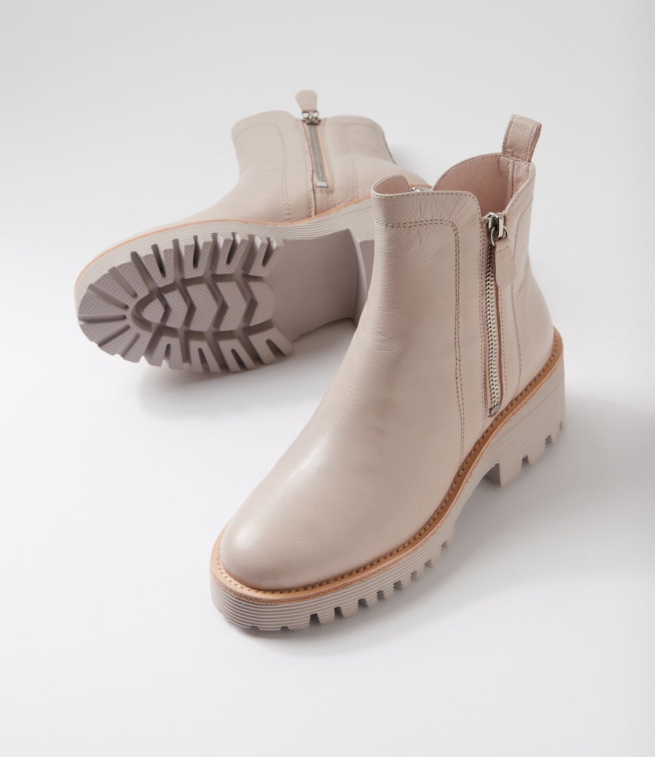 Waizey Nougat Leather Ankle Boots