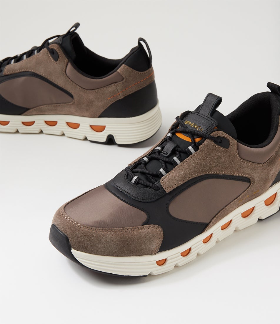 U Spherica Ecub Dove Grey Black Nylon Sneakers