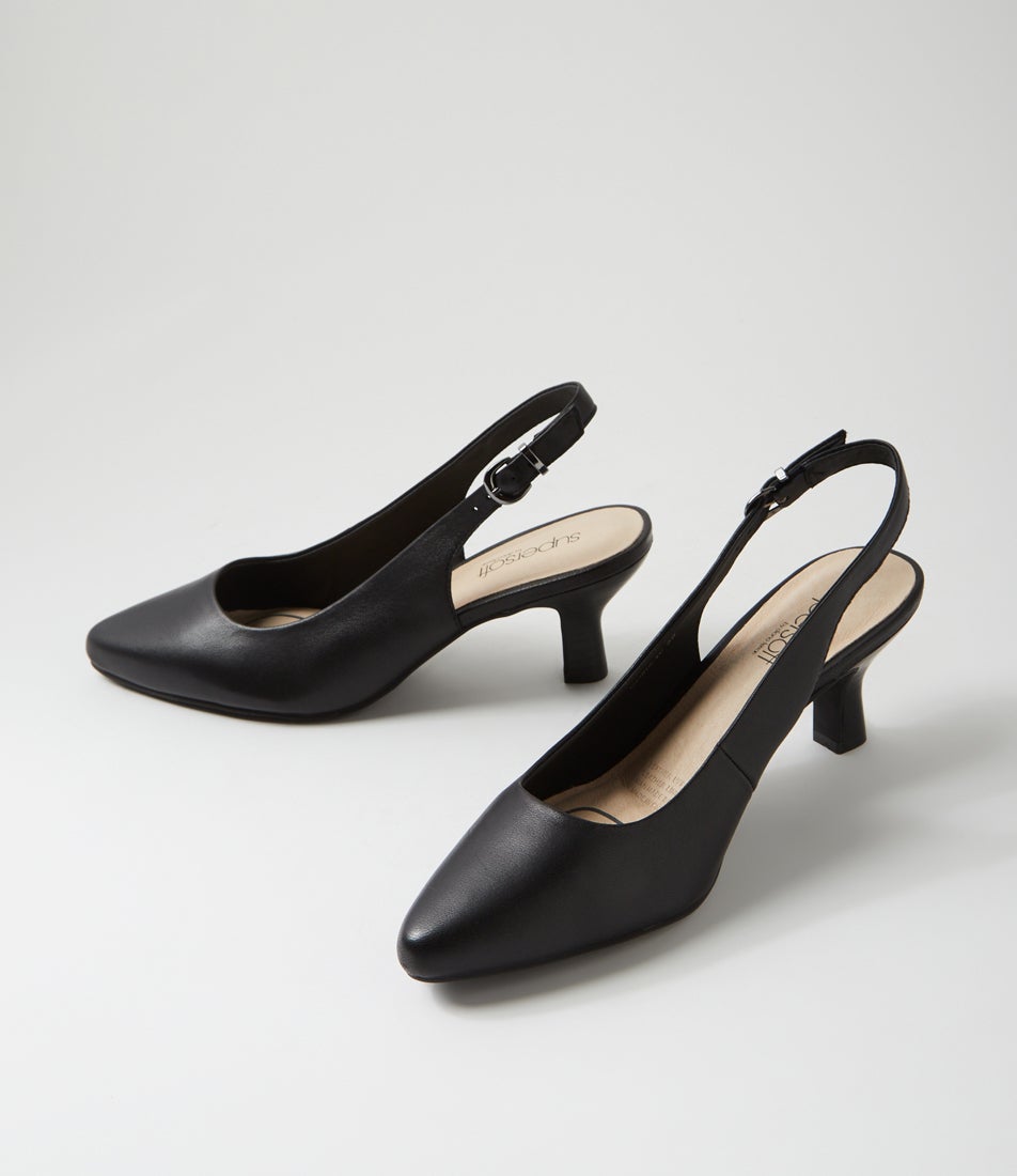 Coria Black Leather Heels