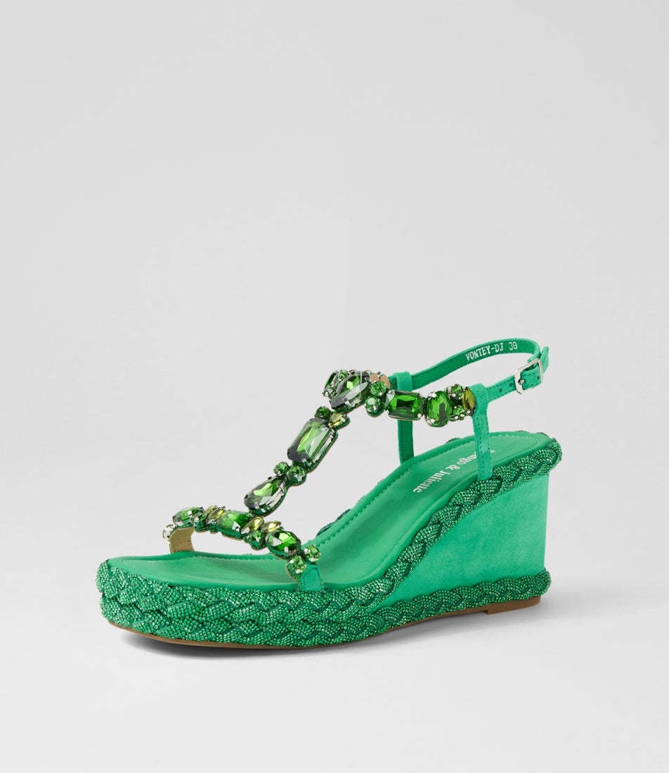 Vontey Light Lime Suede Sandals