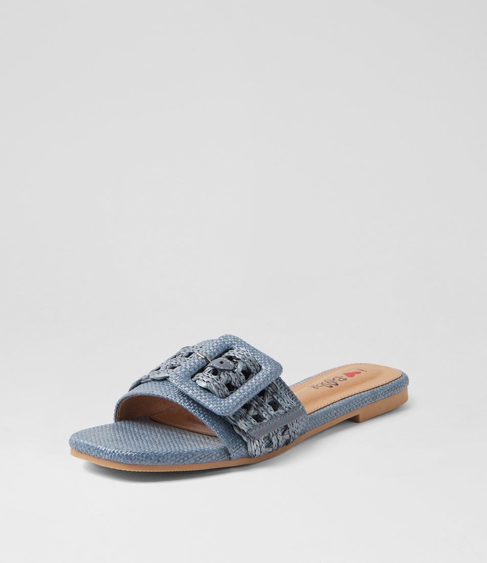 Vanrennes Blue Synthetic Raffia Sandals Vanrennes Blue Synthetic Raffia Sandals