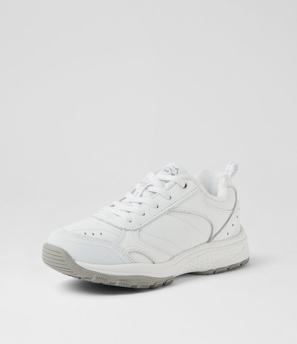 Elite Jnr E Lace White Leather Sneakers