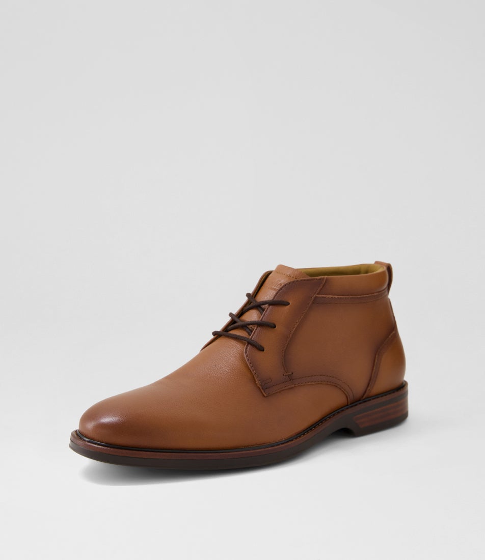 Traveller Chuka Cognac Leather Lace Up Boots