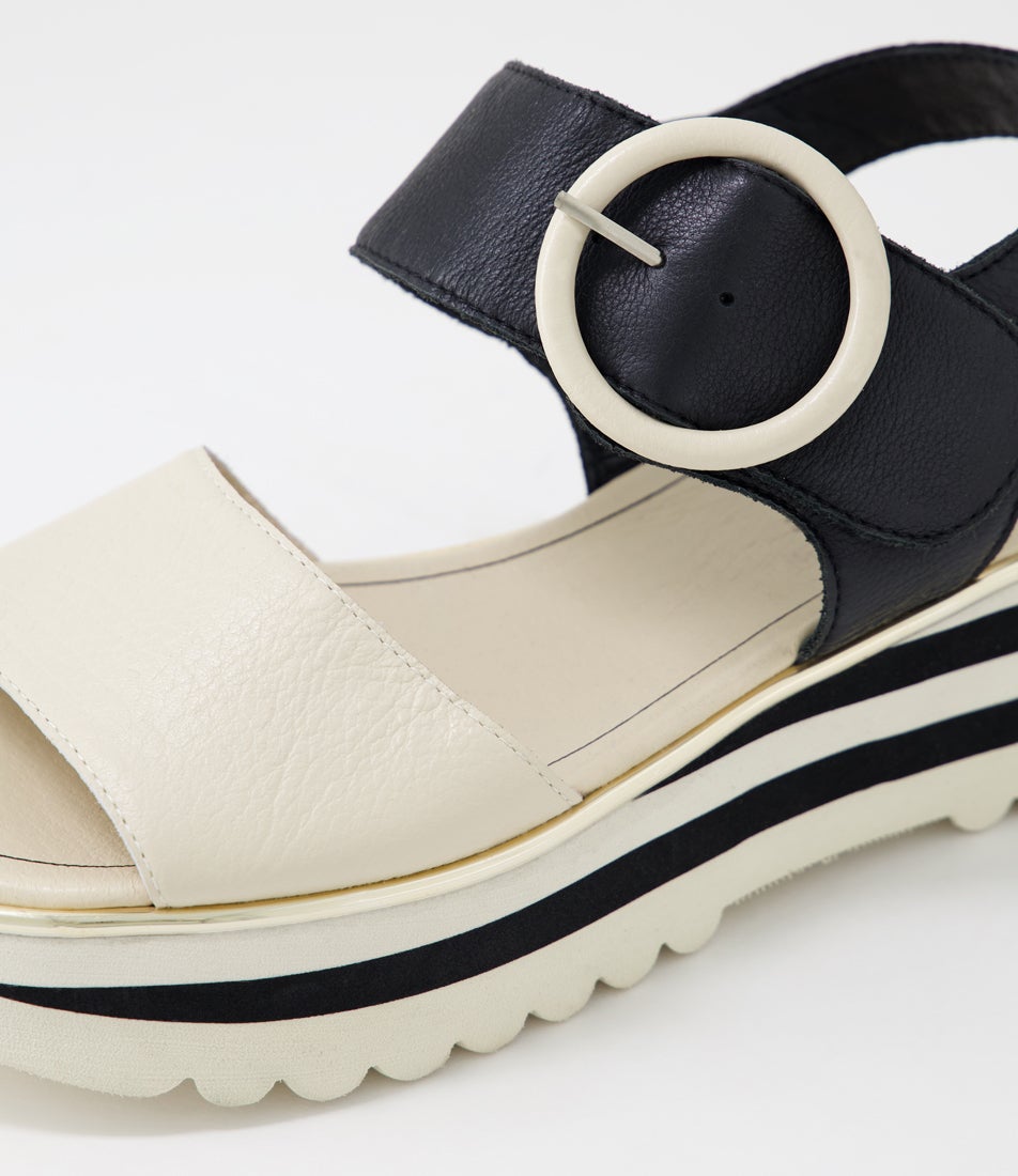Harlows Milk Black Leather Sandals