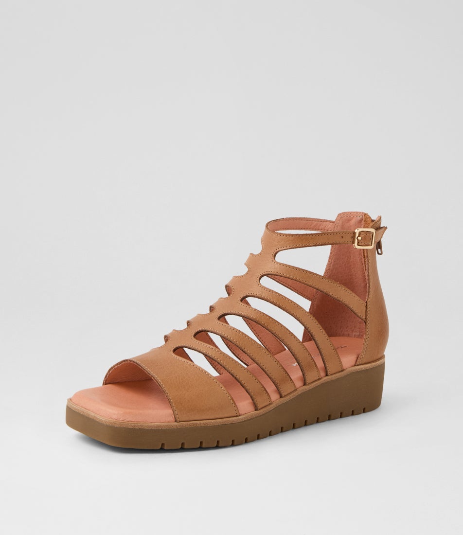 Kodzo Dark Tan Light Choc Leather Sandals