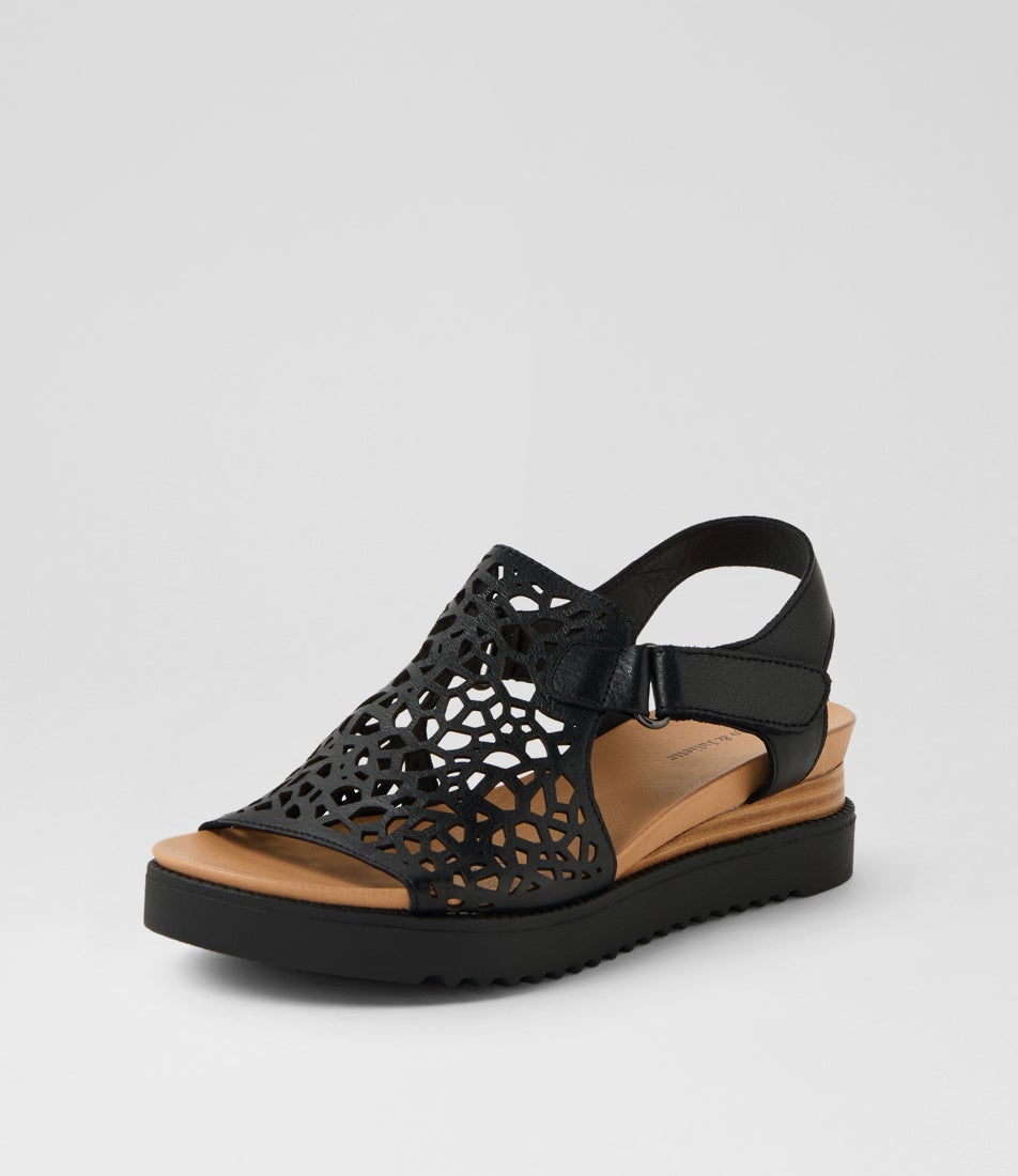 Ansh Black Leather Sandals