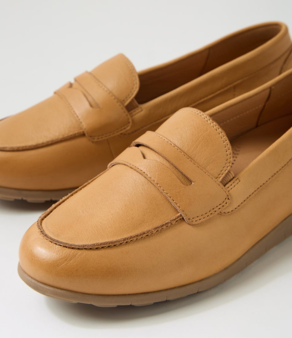 Birdi Dark Tan Wide Fit Leather Loafers