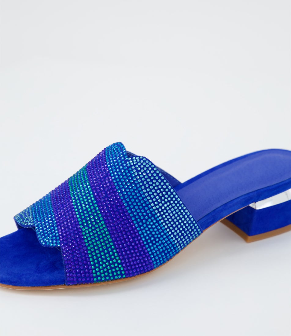 Tonda Blue Multi Suede Sandals