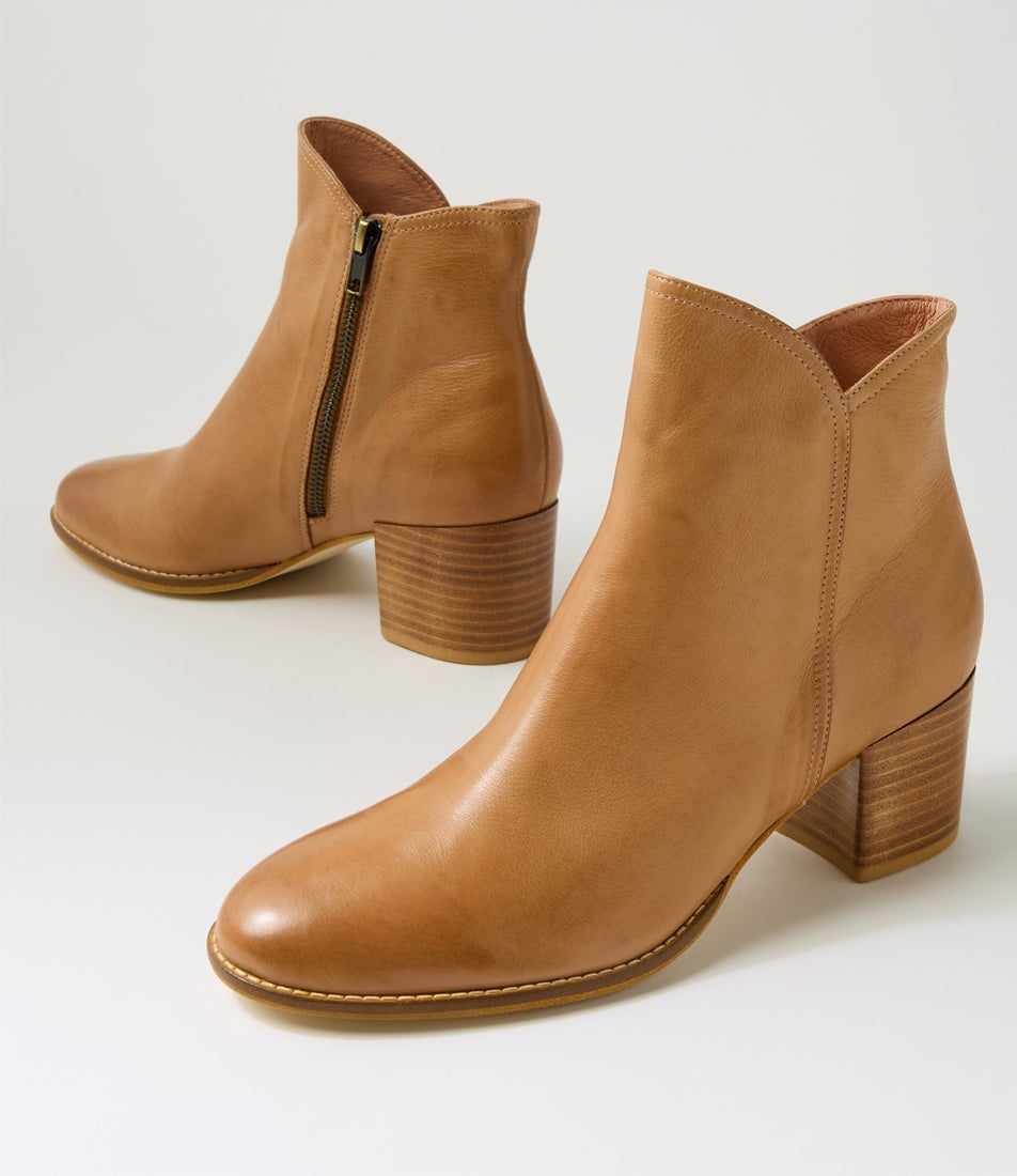 Mocker Tan Leather Ankle Boots