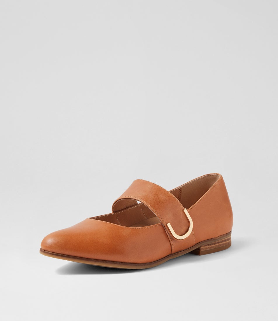 Okla Xf Tan Leather Flat Shoes