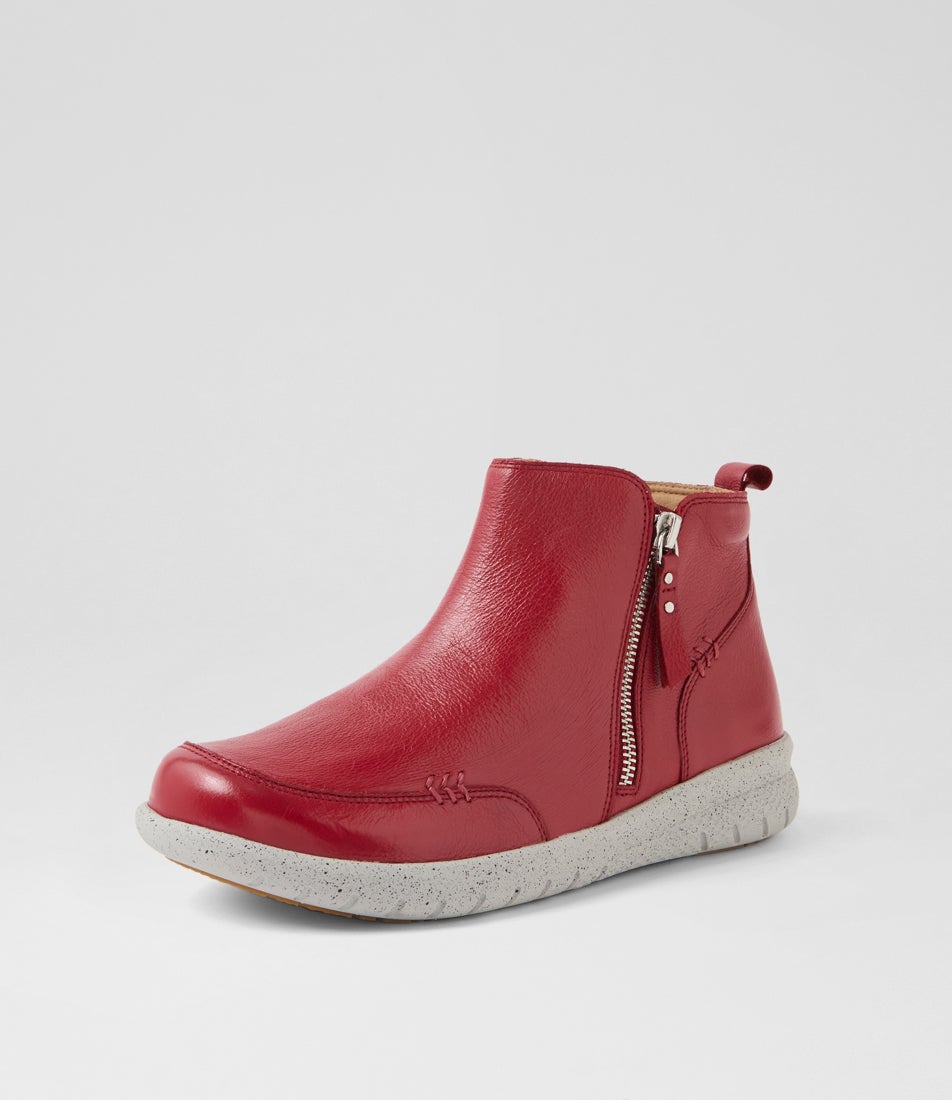 Sesta Xf Dark Red Leather Ankle Boots