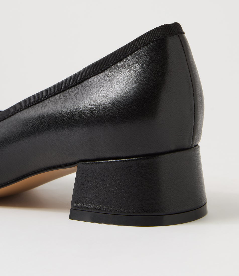 Mallet Black Leather Heels