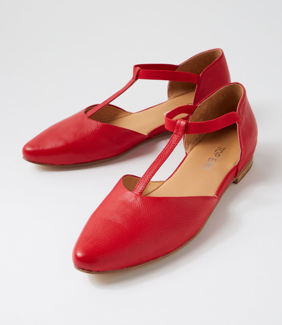 Saddie New Red Leather Flat Shoes